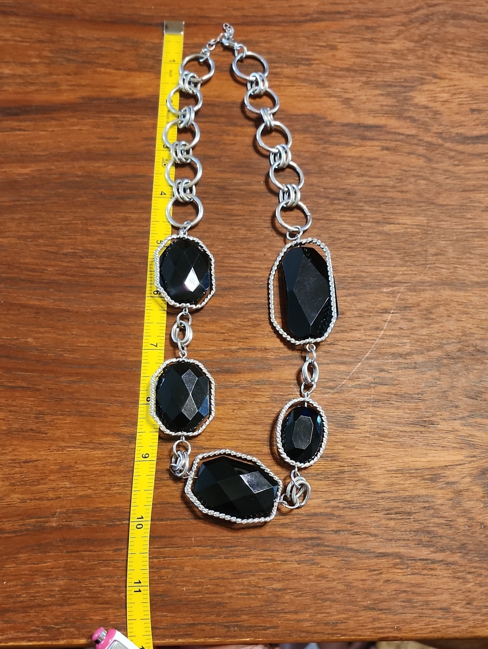Black Faceted Stone Statement Necklace - Women Jewelry